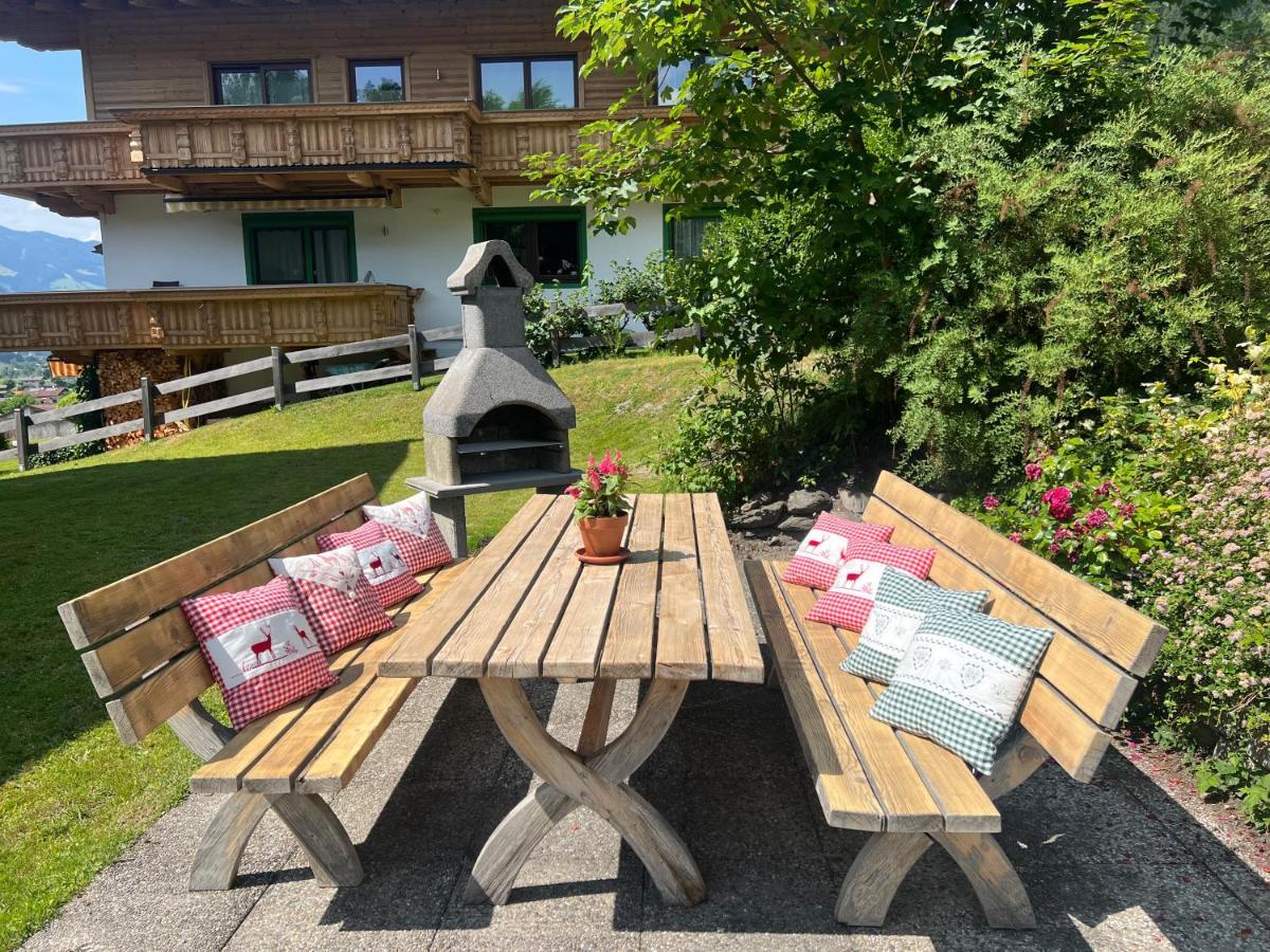 Ferienwohnung Platzhirsch Panorama View Balkon, Gartensauna, Garten, Grillplatz Stumm Eksteriør bilde